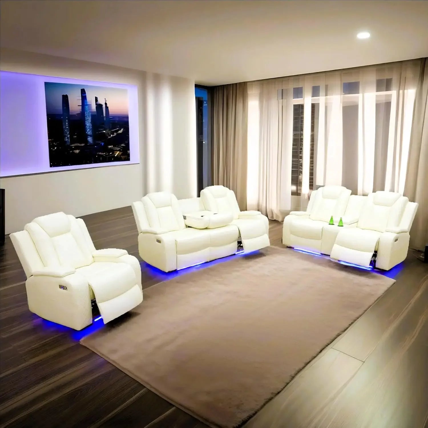 JACE Power Recliner Sectional Sofa with LED, USB Port & Cup Holder – 83.5" W
