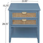 EVELYNN Modern Blue Rattan Nightstand Set - 2-Drawer Side Table 18'' Wide