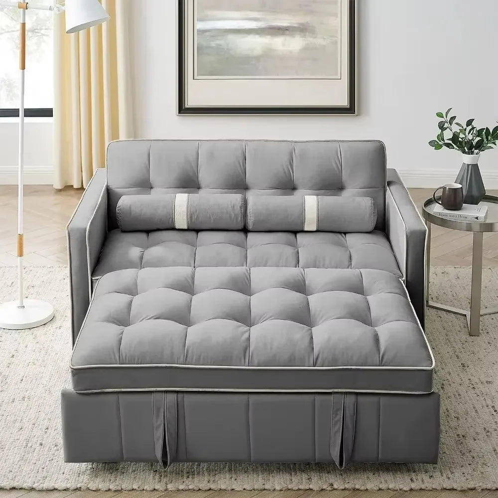 GAVIN Modern Velvet 3-in-1 Sleeper Sofa – Convertible Loveseat Futon - 55.5"