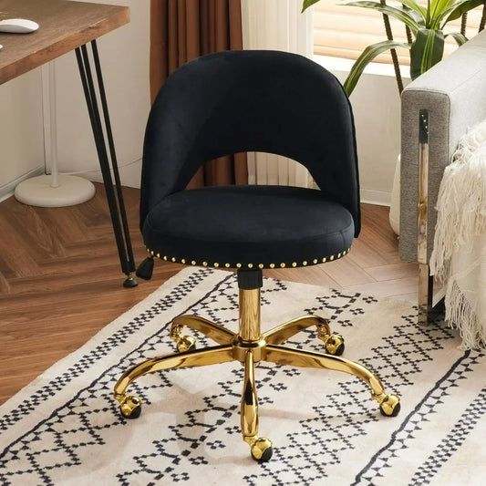 TAJIKISTAN Modern Velvet Small Office Chair, Armless Swivel Task Chair - 23.2'' W
