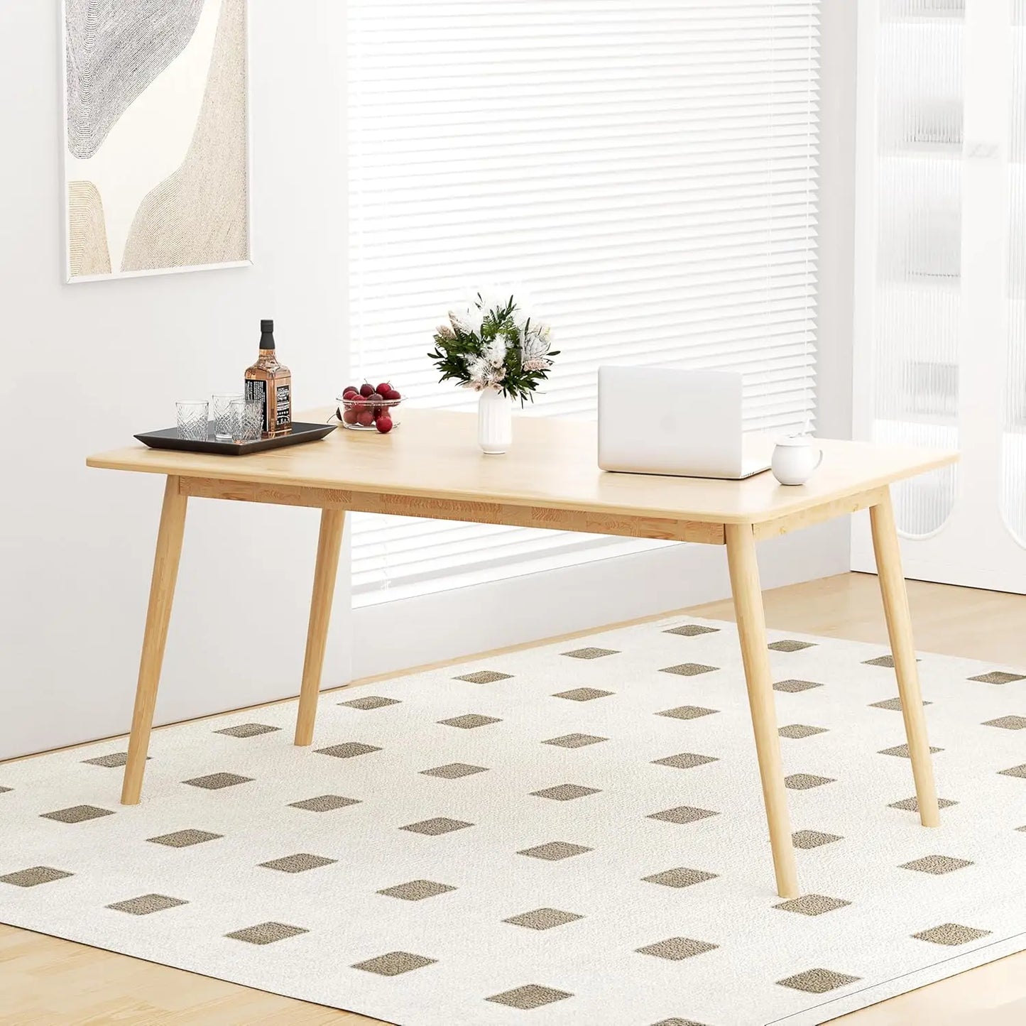 MEGAN Modern Mid-Century Oak Rectangular Dining Table – 31.5"W