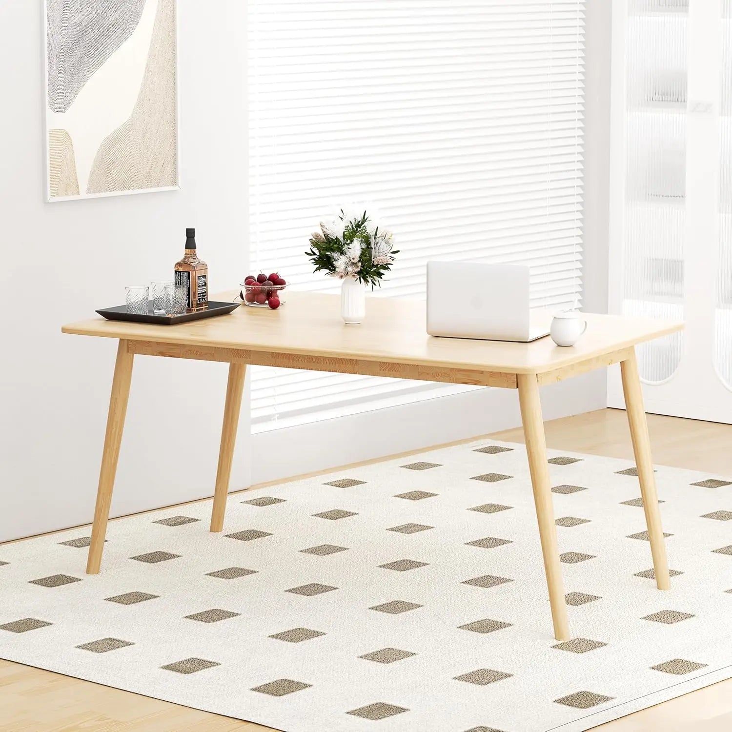 MEGAN Modern Mid-Century Oak Rectangular Dining Table – 31.5"W