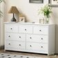 BRYNLEE Modern Minimalist 55'' Wide 7-Drawer Wood Dresser with Gold Handles
