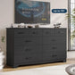 ZURI Modern 55" Wide 10-Drawer Dresser with Power Outlets - Bedroom Storage Organizer