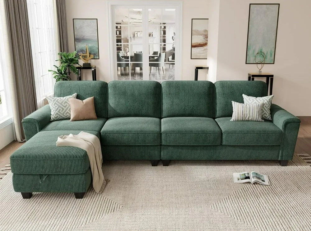 TAYLOR Minimalist Modern Convertible Sectional Sofa, L-Shaped with Storage Ottoman - 106"