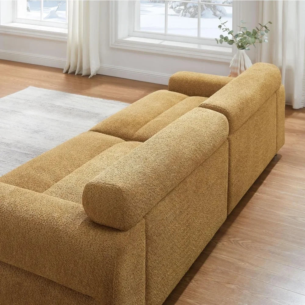 AUBREY Mid-Century Modern Boucle Cloud Loveseat Sofa – Deep Seat Couch - 89"