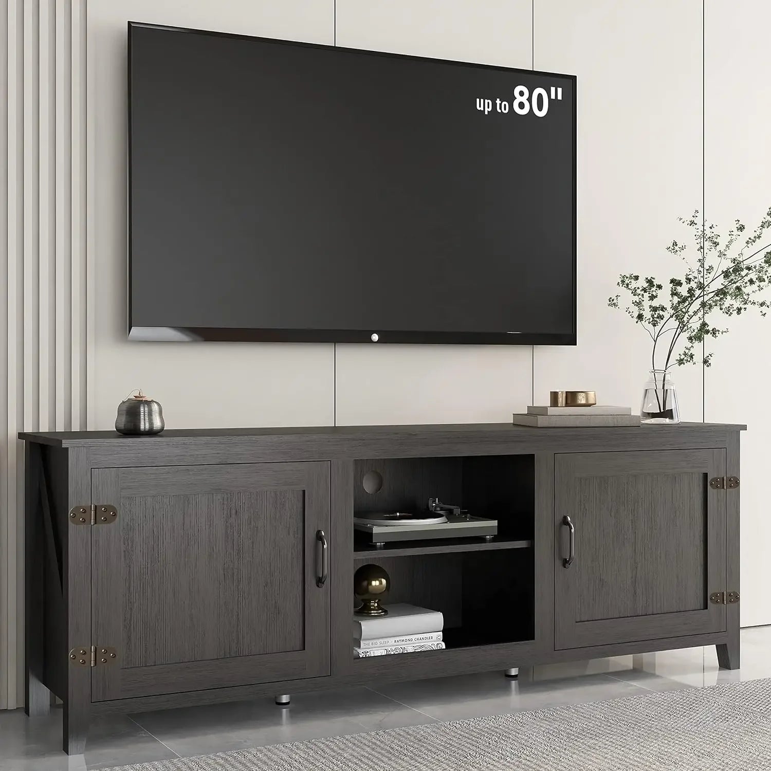 THOMAS Farmhouse TV Stand Modern Entertainment Center with – 70" W