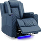 Power Recliner Chair PU Leather Electric Massage Recliner Sofa for Living Room Home Seating with Cup Holders LED Lighting
