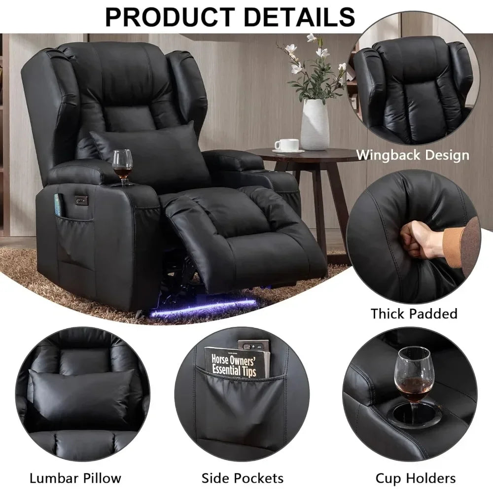ANNABELLE  Power Recliner Chair with Heat & Massage - Velvet Recliner Sofa for Living Room - 31.5" W