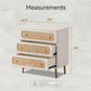 MEADOW Boho Rattan 3-Drawer Dresser - Farmhouse Wooden Storage Cabinet 26"W