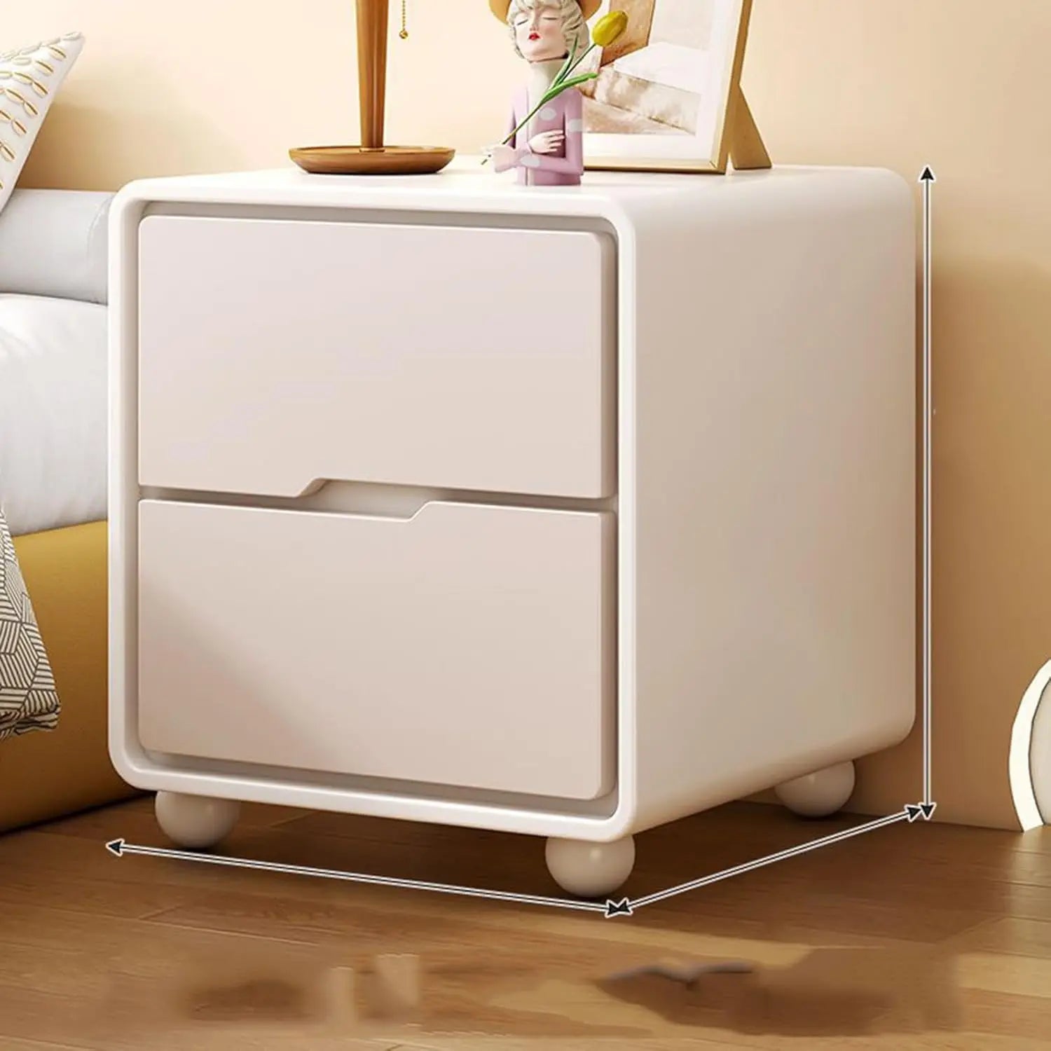 RAVEN Modern Cream Style Nightstand - 18.9'' Wide Light Luxury Bedside Cabinet