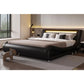 PAISLEY Modern Faux Leather Low-Profile Sleigh Bed Frame with LED Headboard