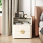 GRACELYNN Modern Glass-Top Nightstands Set of 2 – 2-Drawer Beige Bedside Table with Open Storage