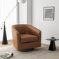 LONDON Kelsa Swivel Barrel Chair – Modern Faux Leather Armchair - 26”W