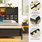 VALENTINA Modern Full-Size Bed Frame with Bookcase Headboard & LED Light