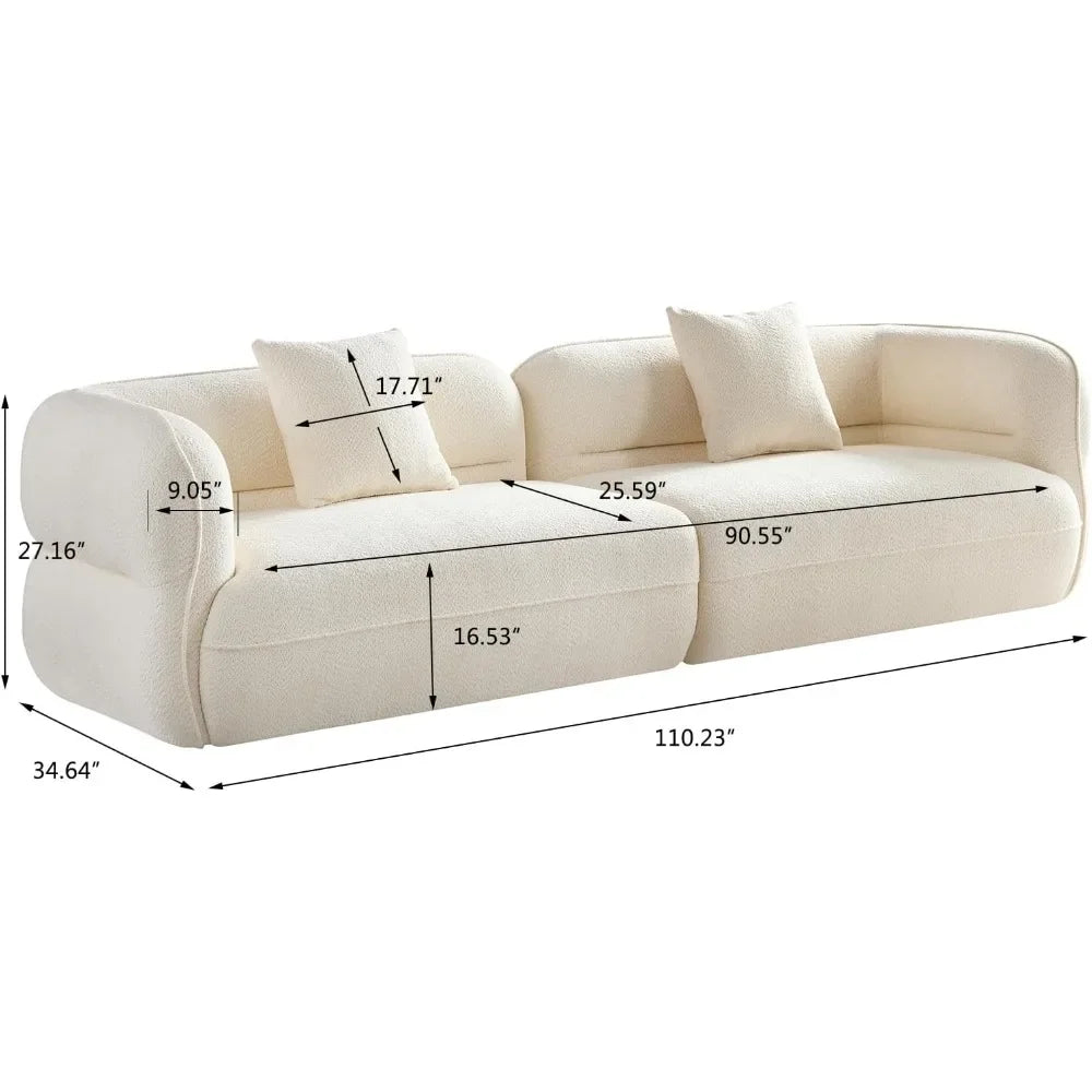 HARPER Minimalist Modern Curved Sectional Sofa – Luxury Pillows & Storage  - 110"