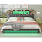 NORA Modern Queen Bed Frame with Storage Headboard, LED Lights & USB Charging Station - 61.4'' Wide