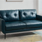 KAYLEE Mid-Century Modern Loveseat Sofa – Tufted Leather 2-Seat Couch -  61.2"