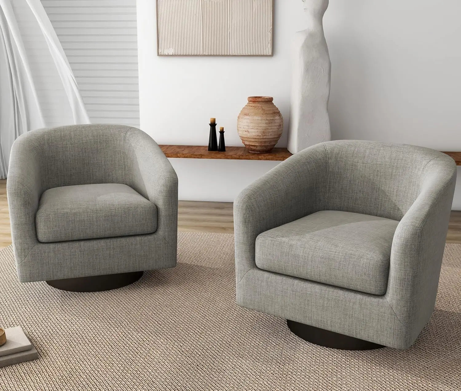 VINCENT Swivel Barrel Accent Chairs Set of 2 – Modern Armchair - 28.79" W