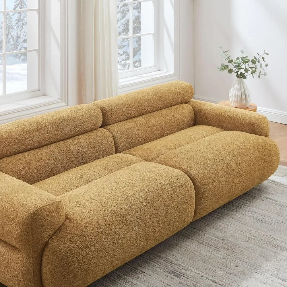 AUBREY Mid-Century Modern Boucle Cloud Loveseat Sofa – Deep Seat Couch - 89"