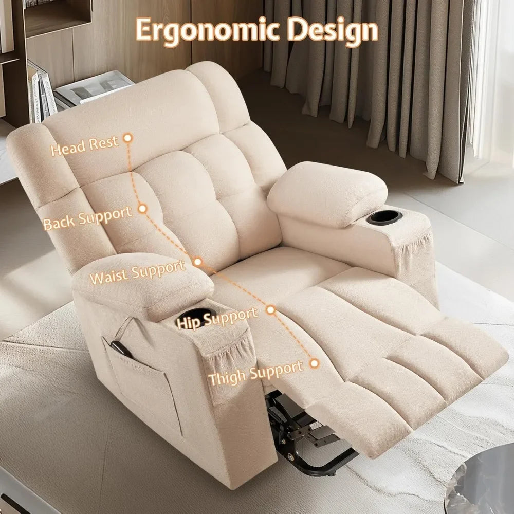 JAXSON Large Power Lift Recliner Chair for Adults, Electric Recliner Sofa with Cupholder, Modern Style - 37.4'' W