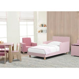 ARYA Modern Wood Toddler Bed - Blush Pink & Natural Wood 53"