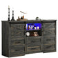 JORDYN Rustic Farmhouse Dresser – 6 Drawer Storage Chest with Sliding Barn Doors & LED Lights | 63'' W