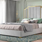 KENNEDY Modern Velvet Upholstered Platform Bed Frame with 65" Gold Trim Headboard