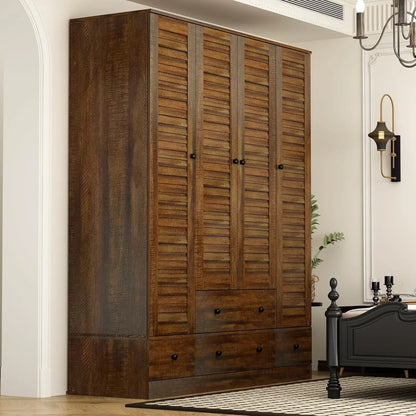 ALAYAH Wide Wooden Storage Closet with Drawers & Shelves