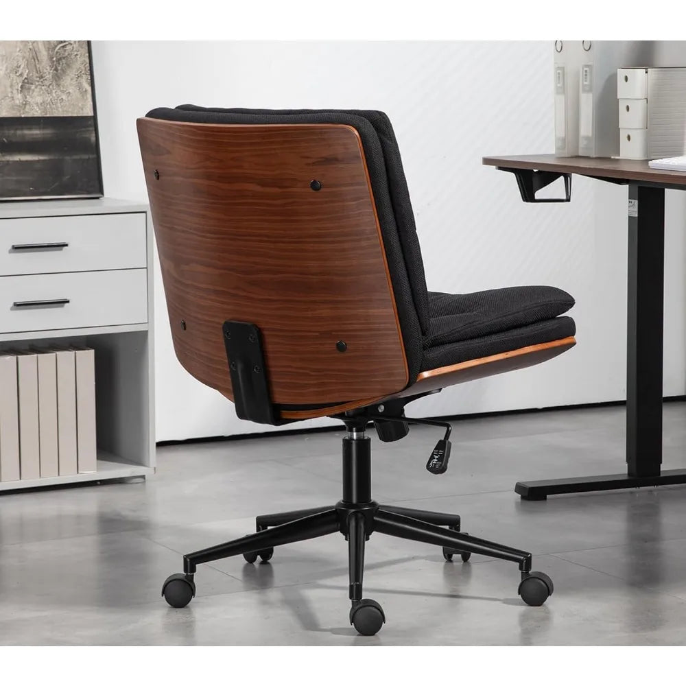 TUNISIA Armless Walnut Office Desk Chair with Wheels - Adjustable Height - 24.4" W