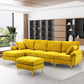 RYKER Modern Velvet U-Shaped Sectional Sofa with Chaise & Ottoman – Sectional Couch – 114.17" W