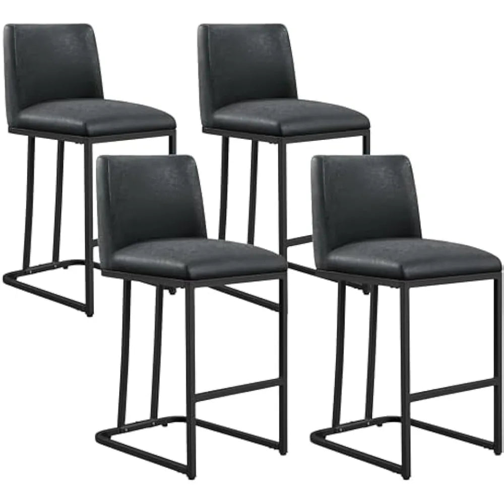 Counter Height Bar Stools 24'' Kitchen Bar Stools Set of 4 Upholstered Modern Island Chairs with Back and Metal Legs