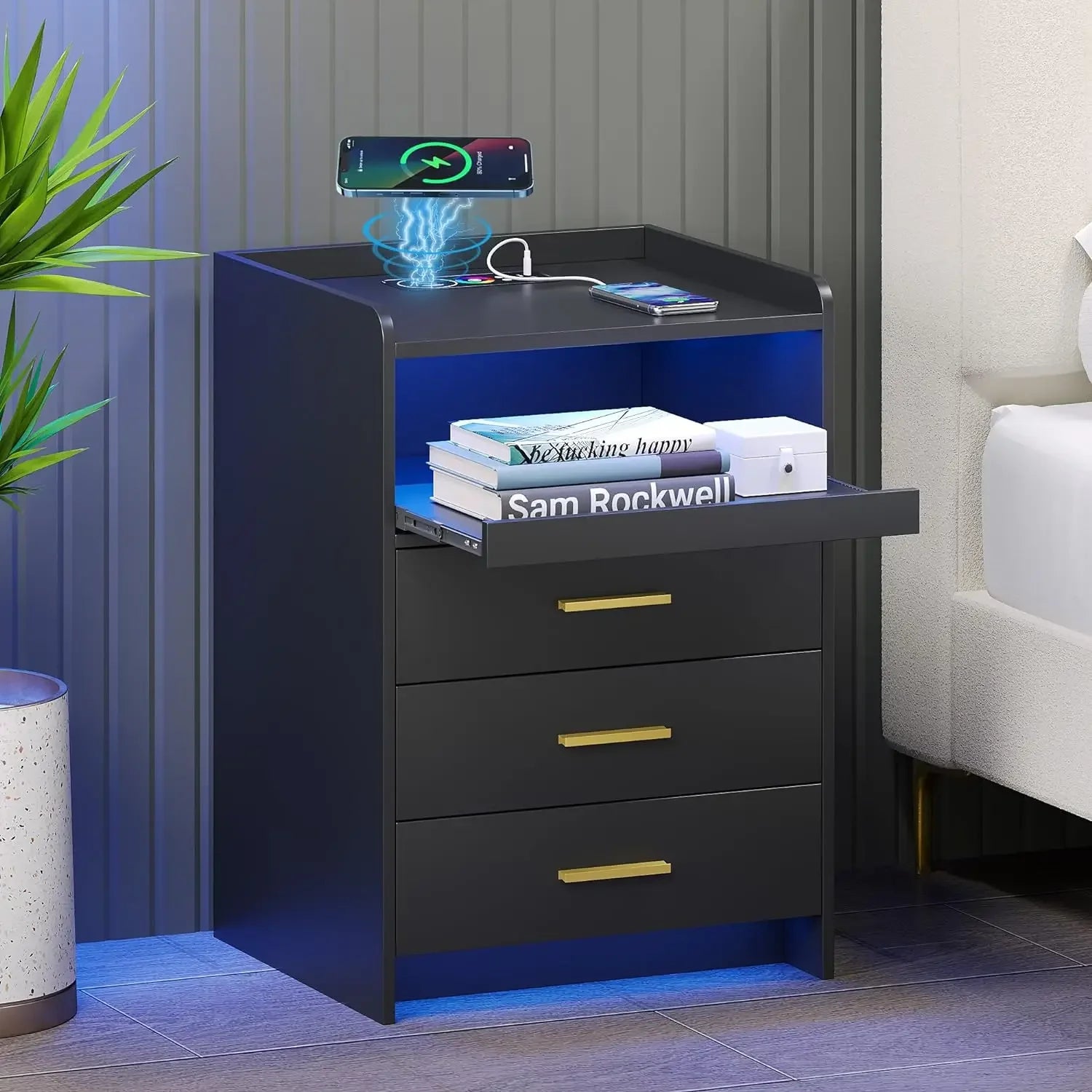 TRINITY Smart Nightstand with RGB Lights & Wireless Charging