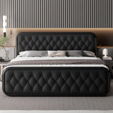 MADISON Modern King Size Upholstered Bed Frame with Tufted Faux Leather Headboard - 82"