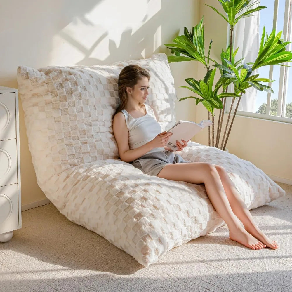 EMELY Art Deco Convertible Mosaic 3-in-1 Bean Bag Lounger Chair - 54'' Wide