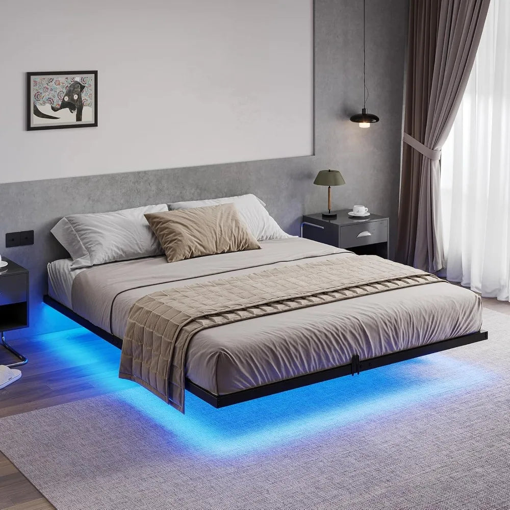 SADIE Modern Floating Platform Bed Frame with Smart LED Lights – 54'' Wide