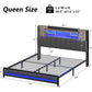 Aleyna Modern Queen 61.4" Wide Platform Bed Frame with LED Lights and Hidden Storage Headboard