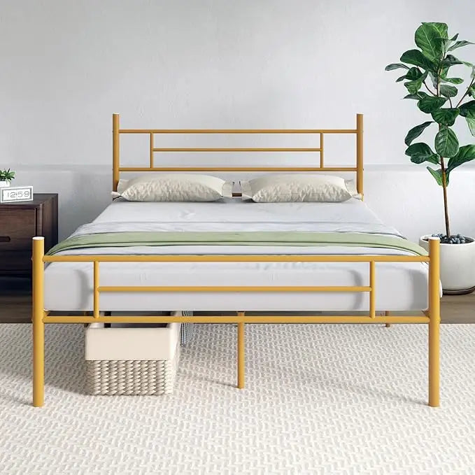 LEILANI Modern Metal Platform Bed Frame with Headboard & Footboard – 54'' Wide