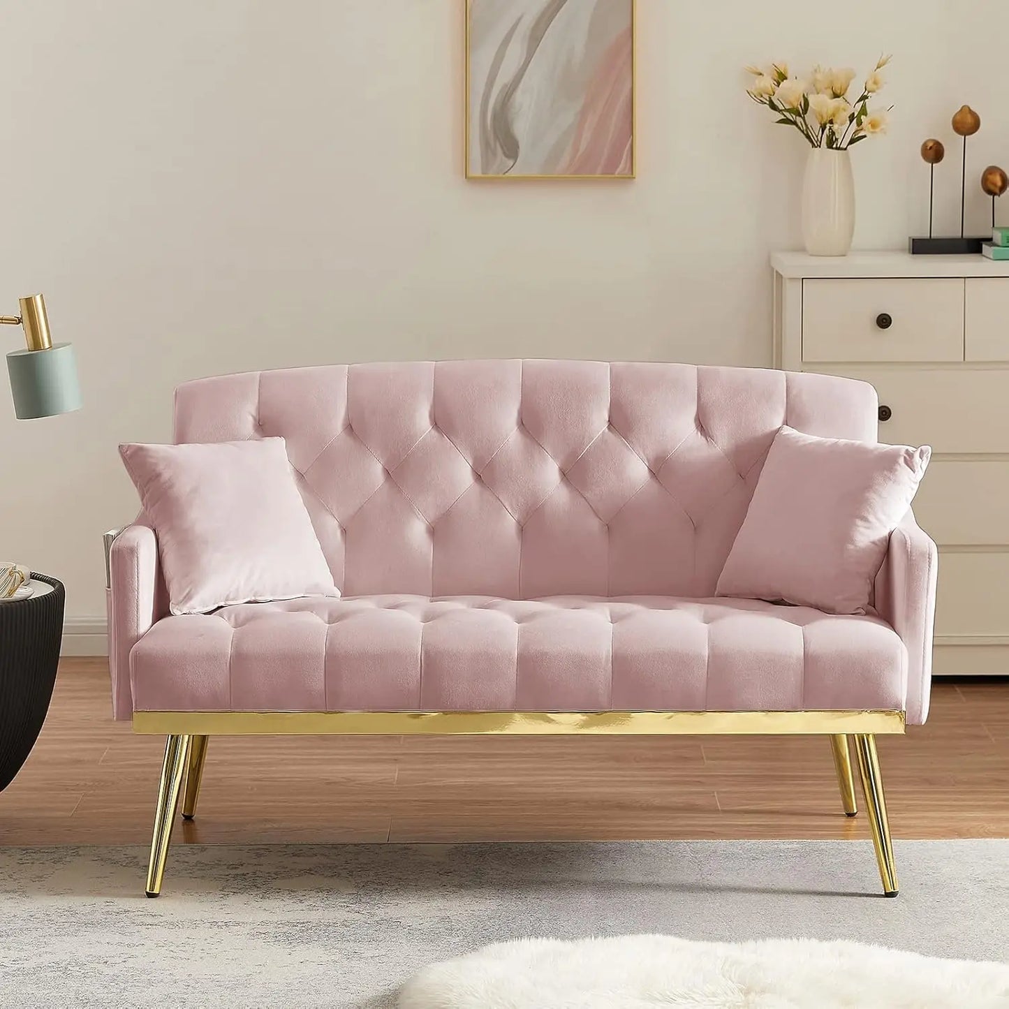 OWEN Velvet Upholstered Loveseat Sofa – Modern Small Couch - 55.5"