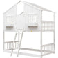 SUMMER Modern Twin Wood Bunk Bed with Roof & Window - 57.8''