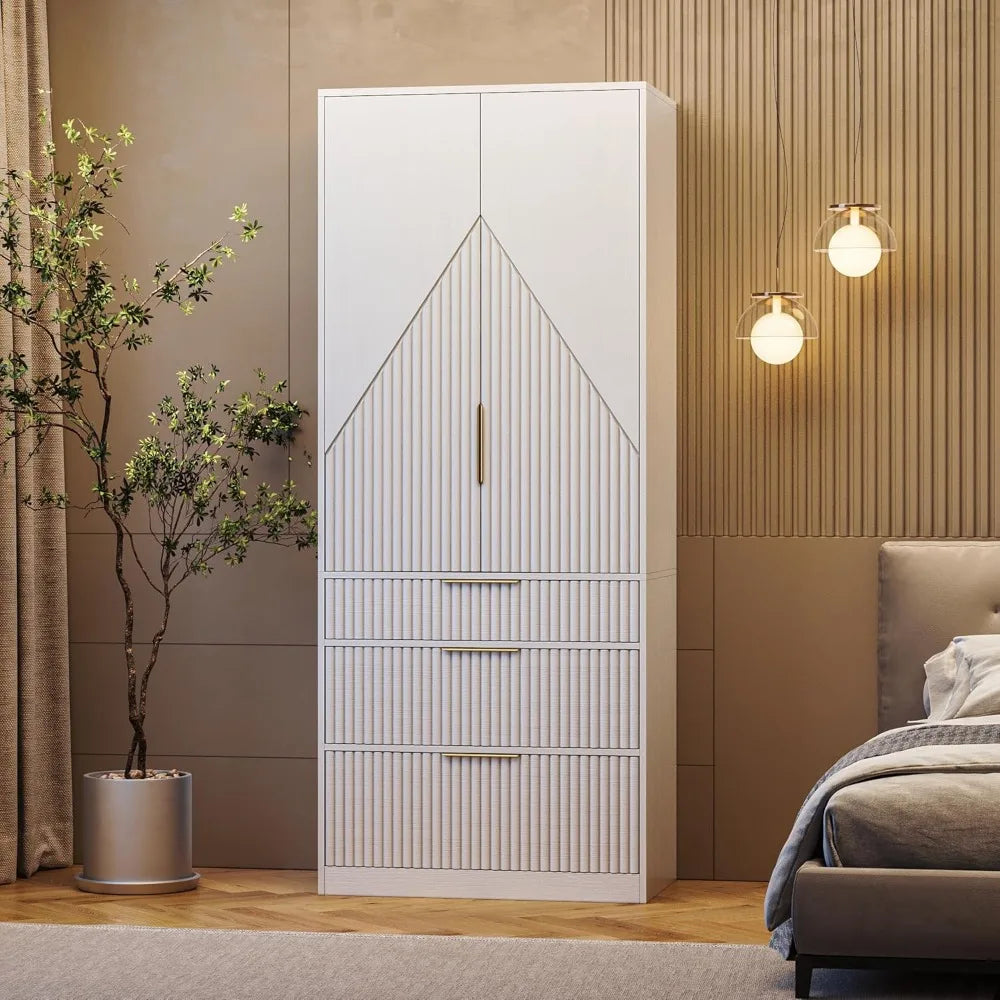 ANAYA Averra Fluted Modern Wardrobe Armoire Closet – 31.5"W