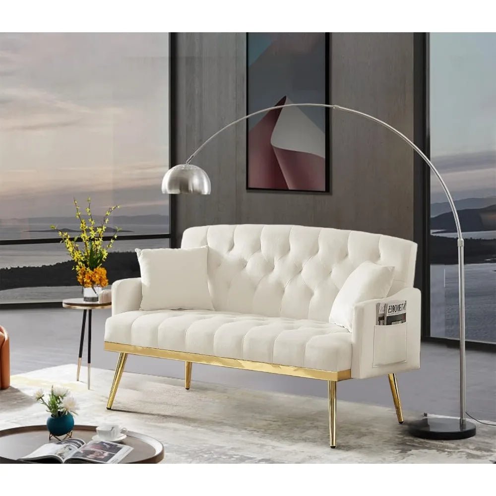 OWEN Velvet Upholstered Loveseat Sofa – Modern Small Couch - 55.5"