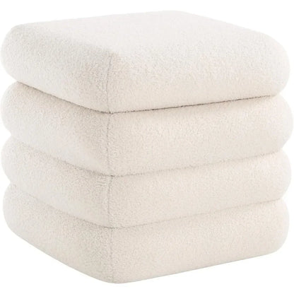 ELLIE Sherpa Upholstered Footstool with Storage - 18.9" W