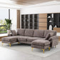 RYKER Modern Velvet U-Shaped Sectional Sofa with Chaise & Ottoman – Sectional Couch – 114.17" W