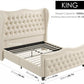 LAINEY King Size Luxury Velvet Wingback Platform Bed Frame with Button Tufted Headboard