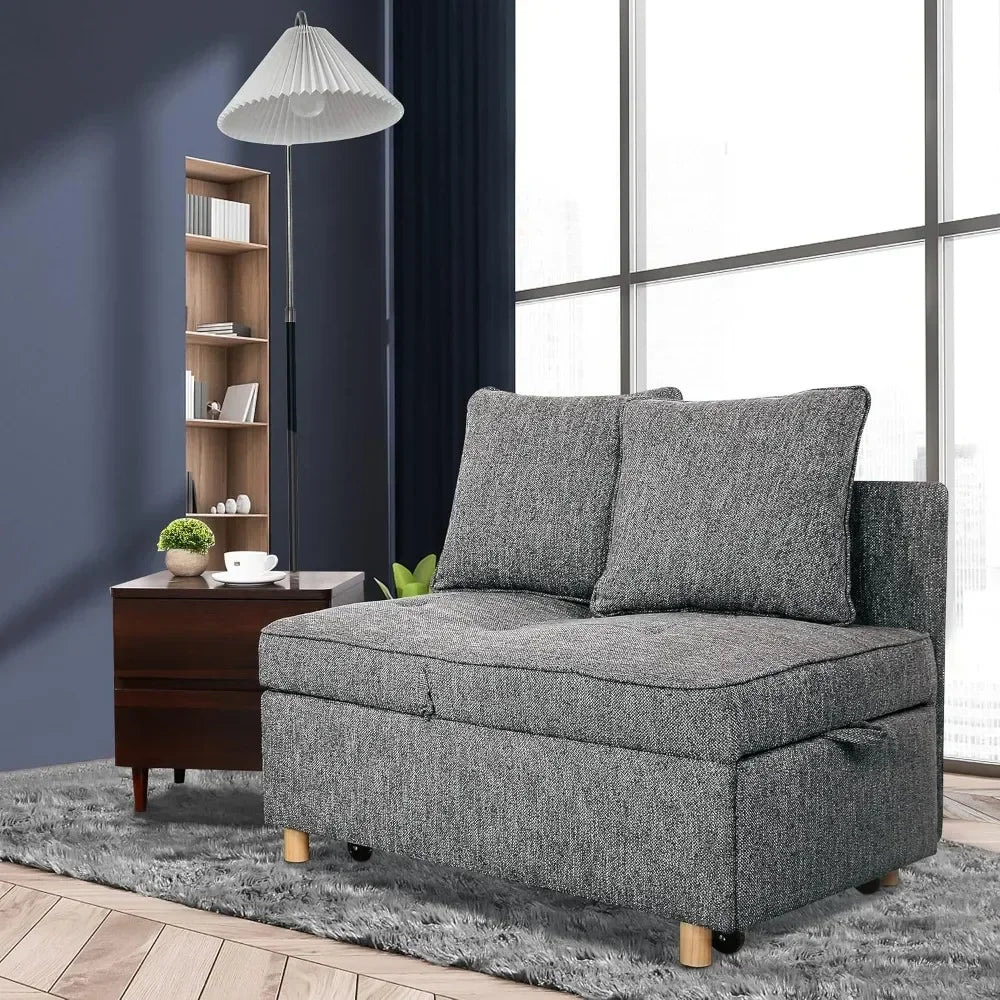 JULIAN 4-in-1 Modern Convertible Sofa Bed, Linen Fabric Loveseat - 70.9"