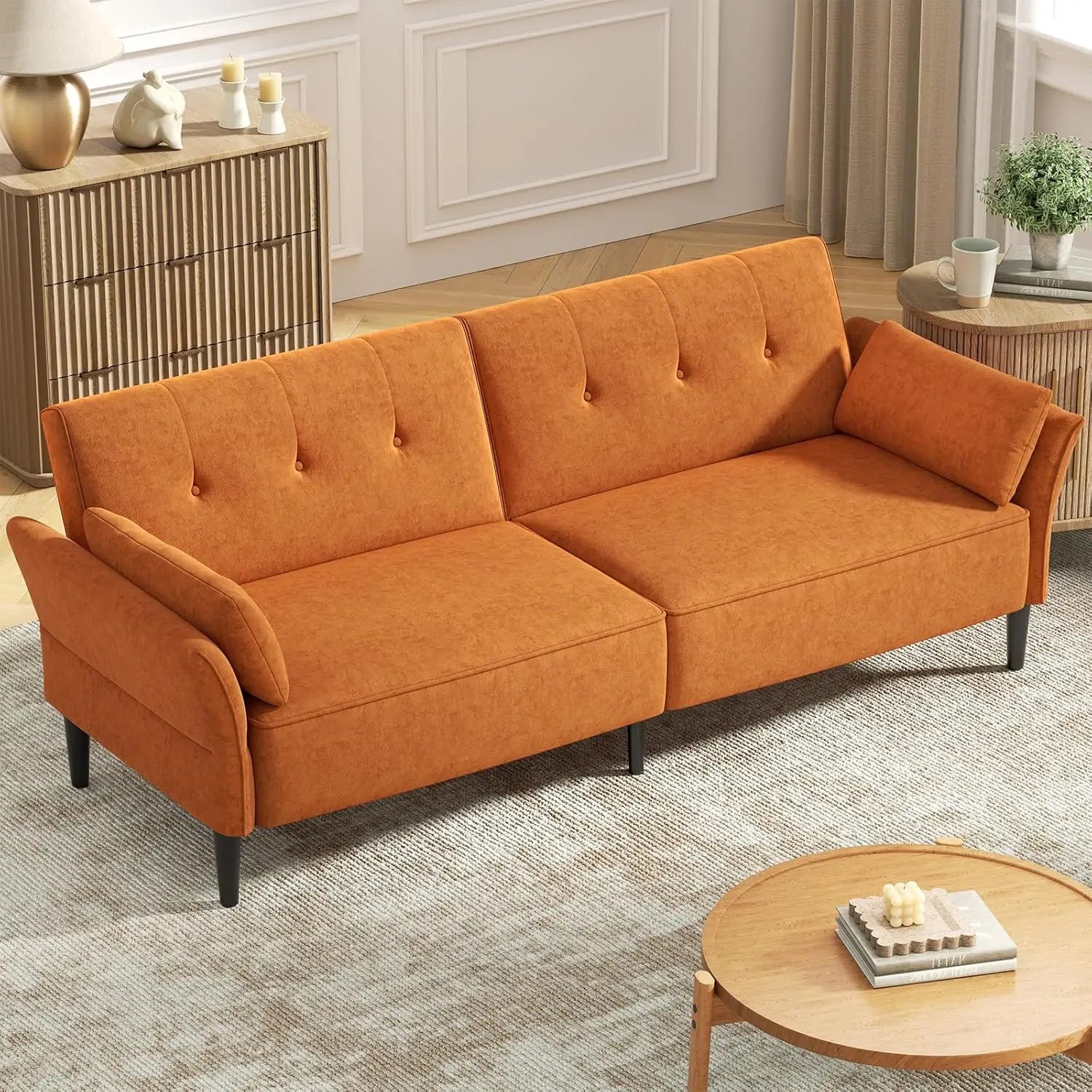 ABIGAIL Modern Convertible Sleeper Sofa, Adjustable Backrest & Armrests - 89"