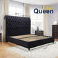 MADELINE Velvet Sleigh Platform Bed – Button Tufted Upholstered Headboard | 52.8" Tall