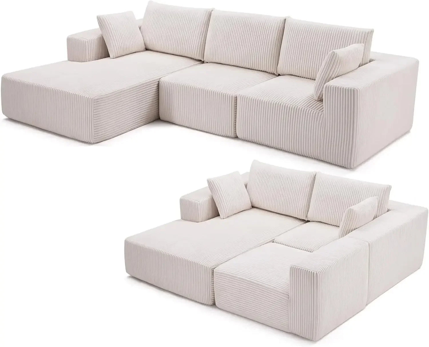 ALEXA Minimalist Modern Modular Sectional Sofa, L-Shaped - 104.3"