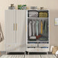 SUNNY Modern Fluted Double-Door Wardrobe Closet Set – 63'' Wide Wooden Bedroom Armoire